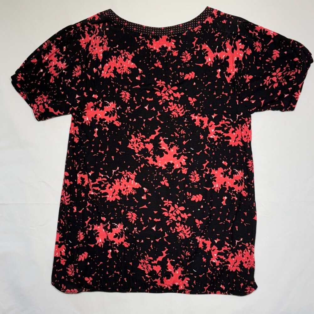 Anthropologie Deletta Black Pink Short Sleeve Size L NWT - Picture 3 of 8
